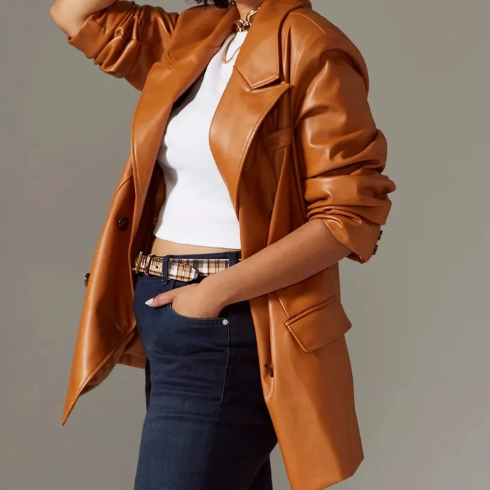 Avec Les Filles Faux Leather Blazer from Anthropologie, Small Petite